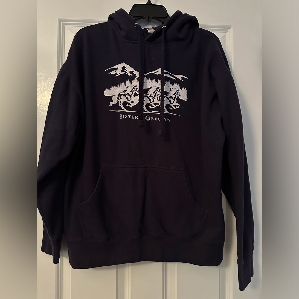 Smart Blanks Unisex Navy Blue “Sisters” Hoodie size Large